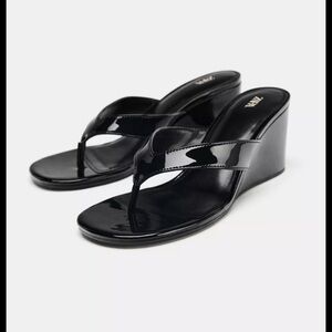 NWT Zara Elegant Black Slip-On Sandals